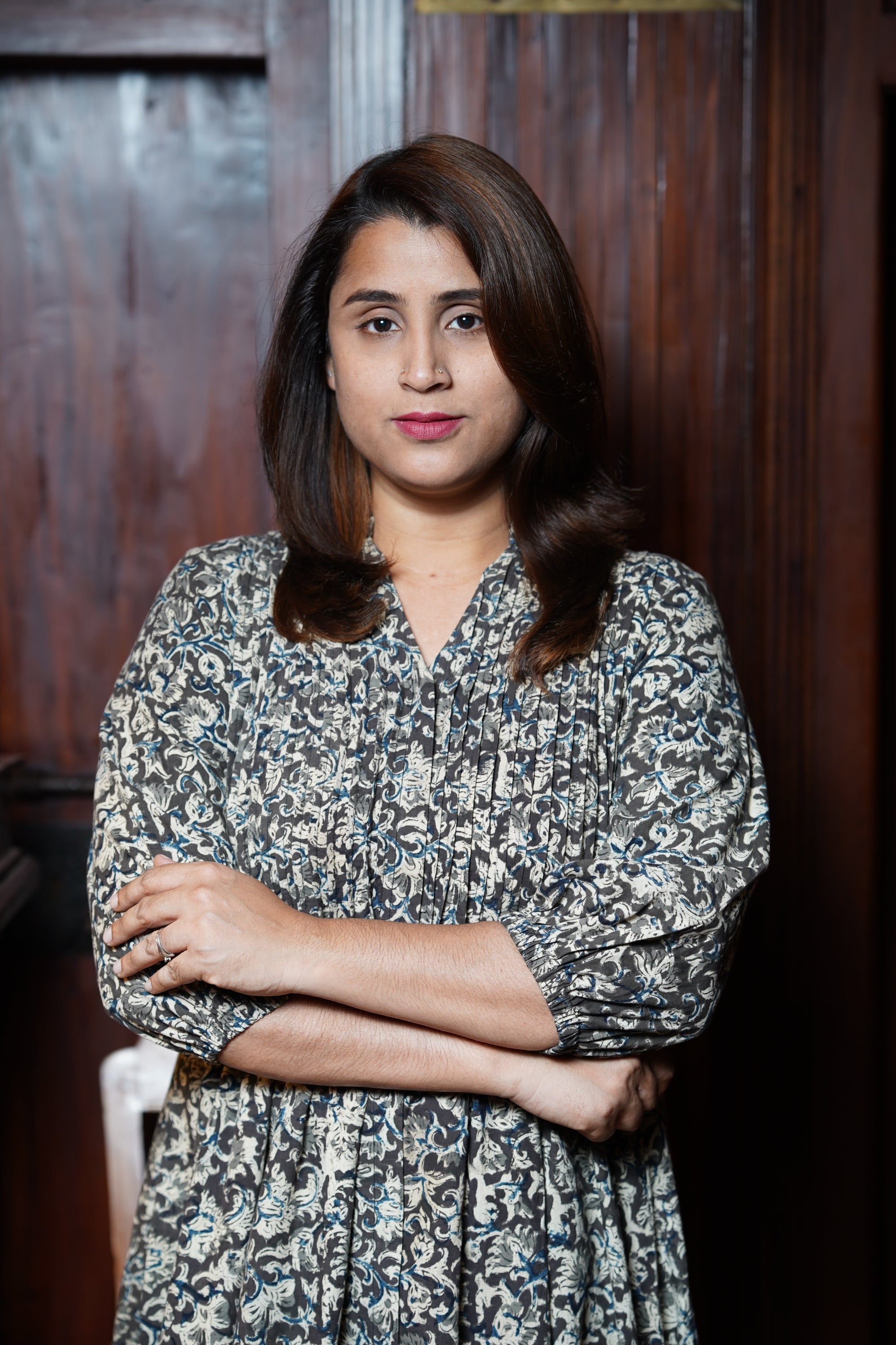 Hand Block Printed Kalamkari Pintuck Aline Pricess Cut Kurthi