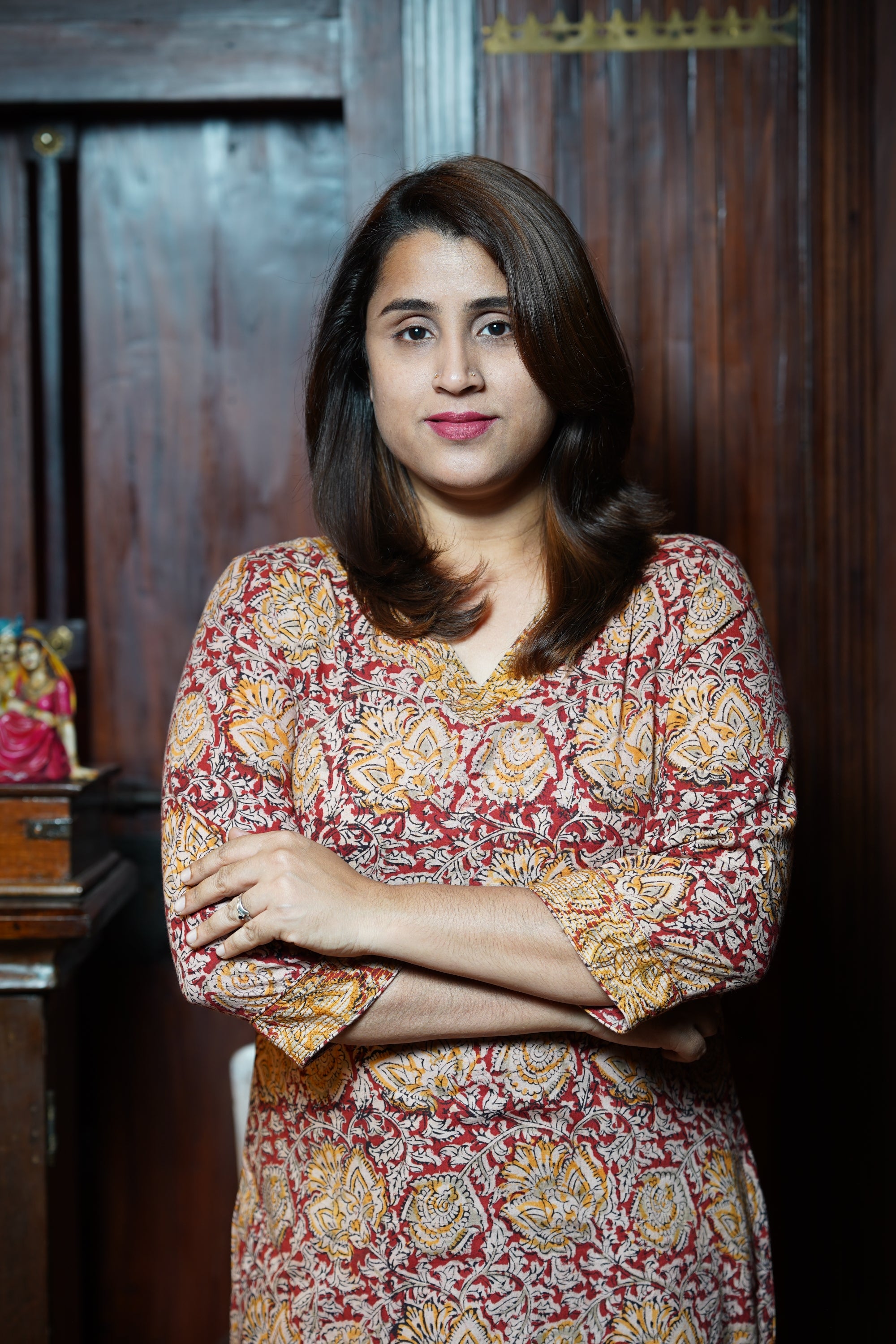 Hand Block Printed Kalamkari Cotton Straight Cut Kurthi