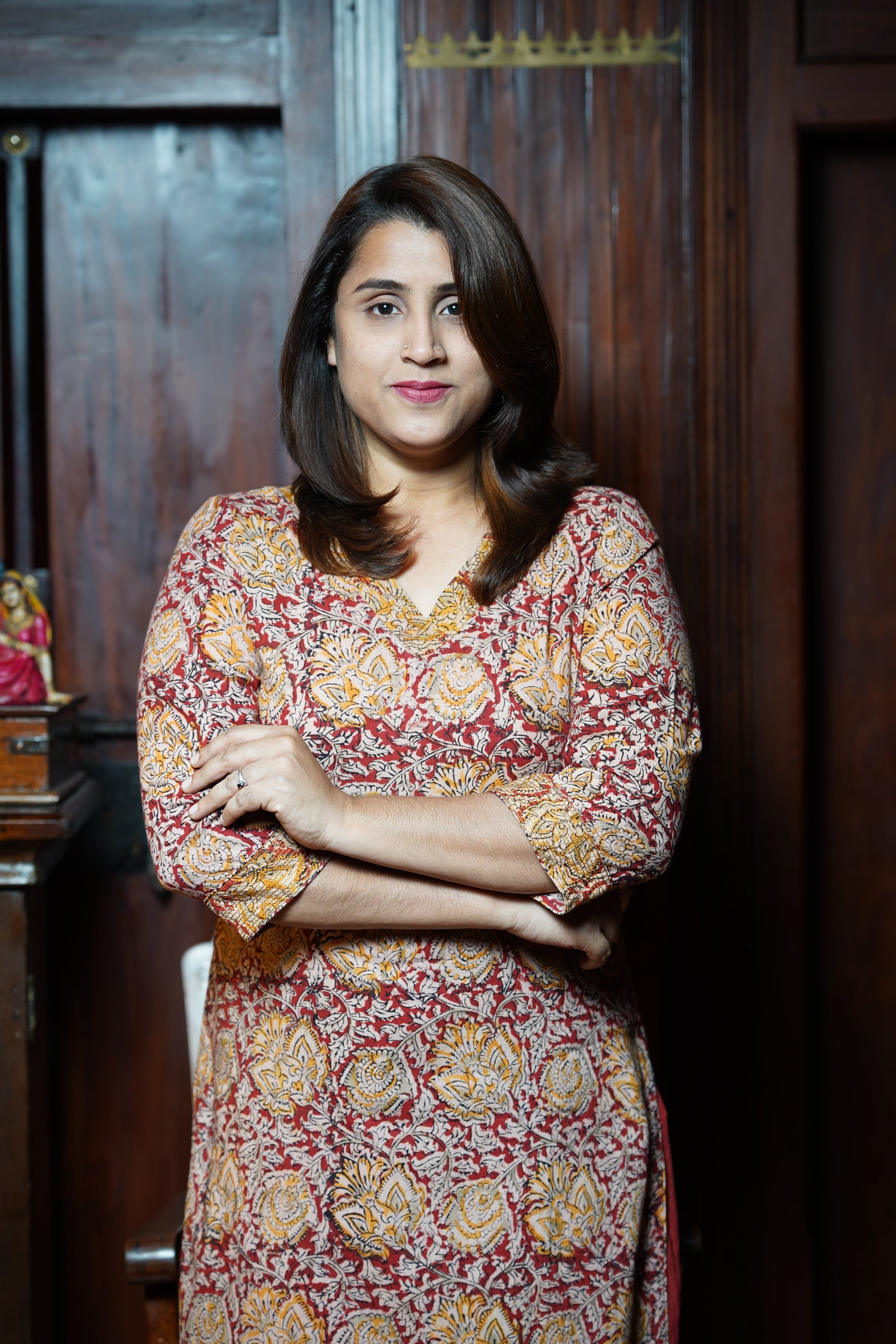 Hand Block Printed Kalamkari Cotton Straight Cut Kurthi