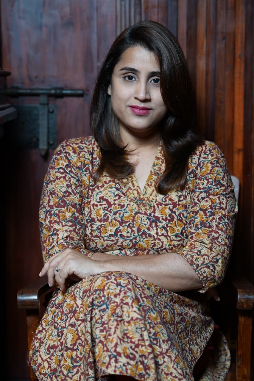 Hand Block Printed Kalamkari Cotton Straight Cut Kurthi With Running Stitch on Neck and Sleeve