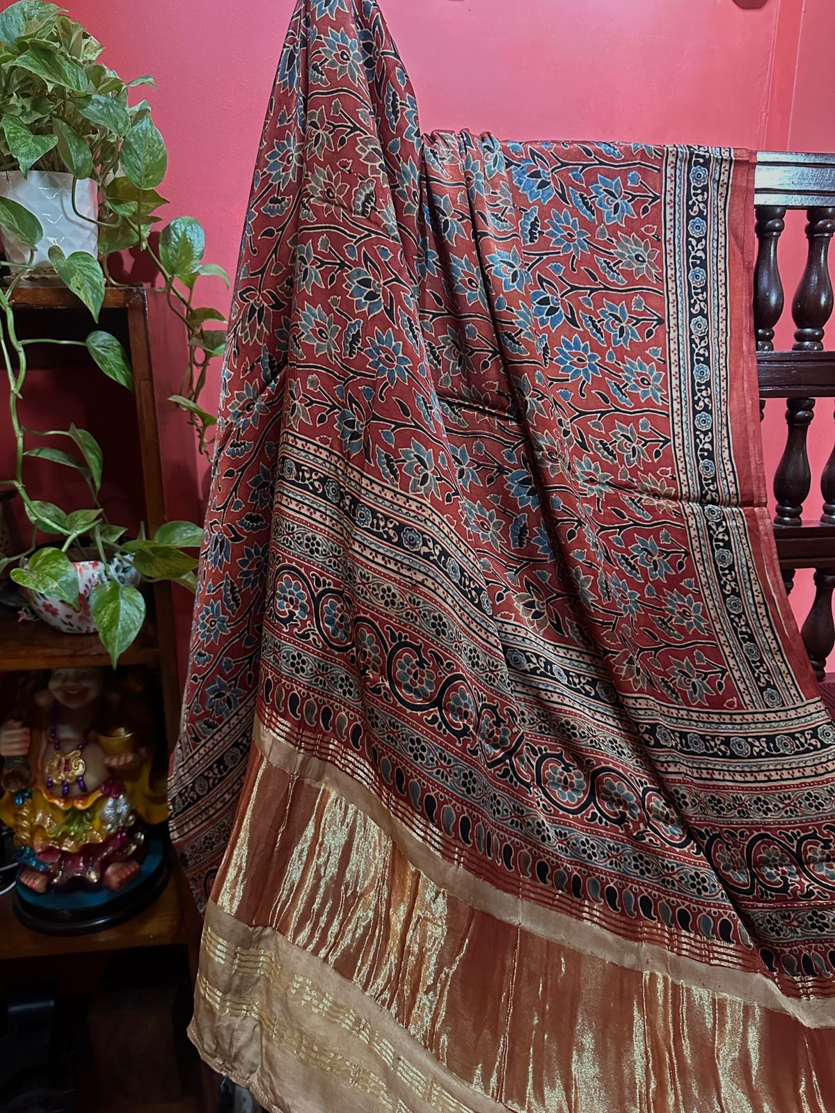 Ajrakh Handblock Printed Pure Modal Jerry Dupatta