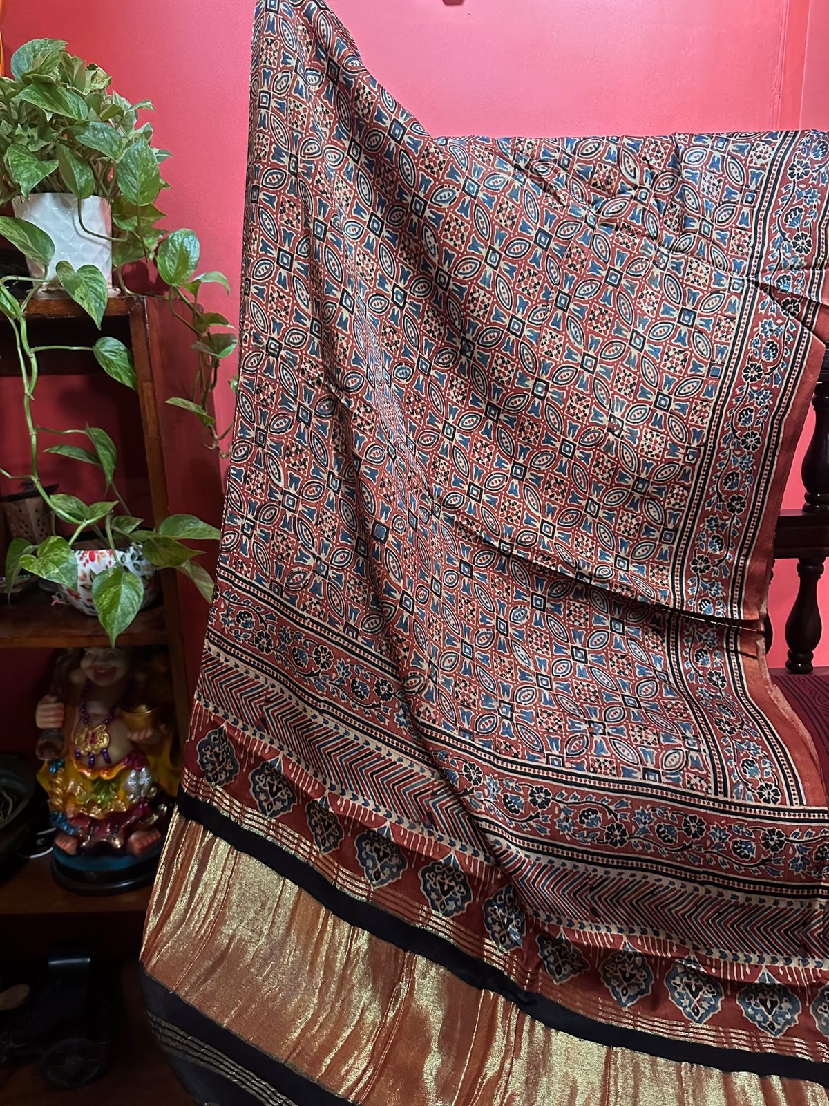 Ajrakh Handblock Printed Pure Modal Jerry Dupatta