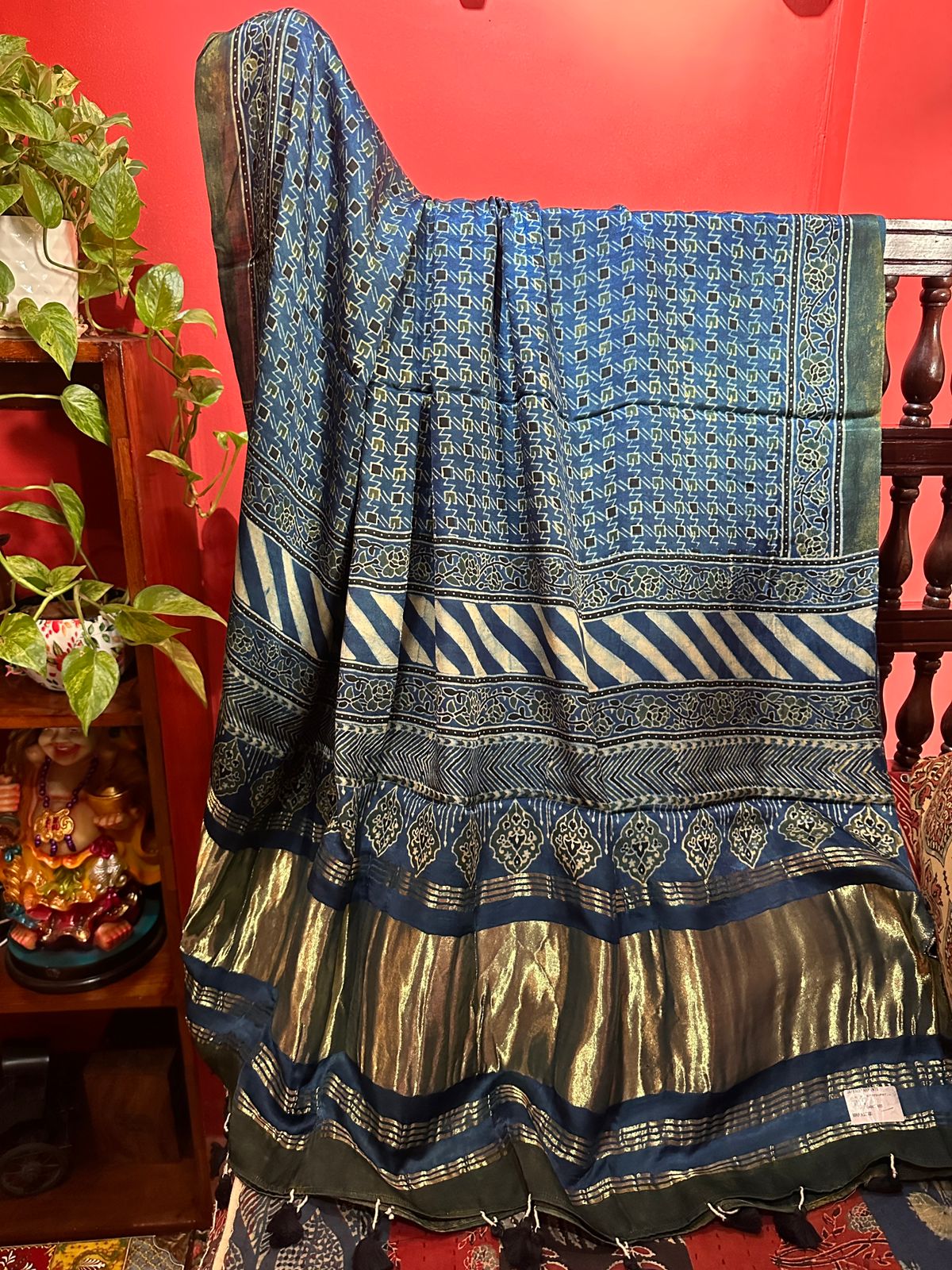 Ajrakh Handblock Printed Pure Modal Jerry Dupatta
