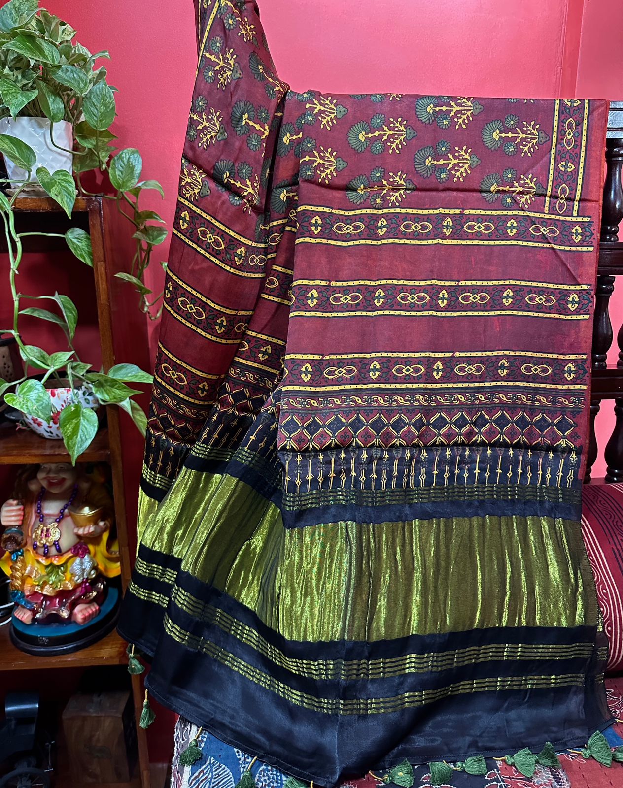 Ajrakh Handblock Printed Pure Modal Jerry Dupatta