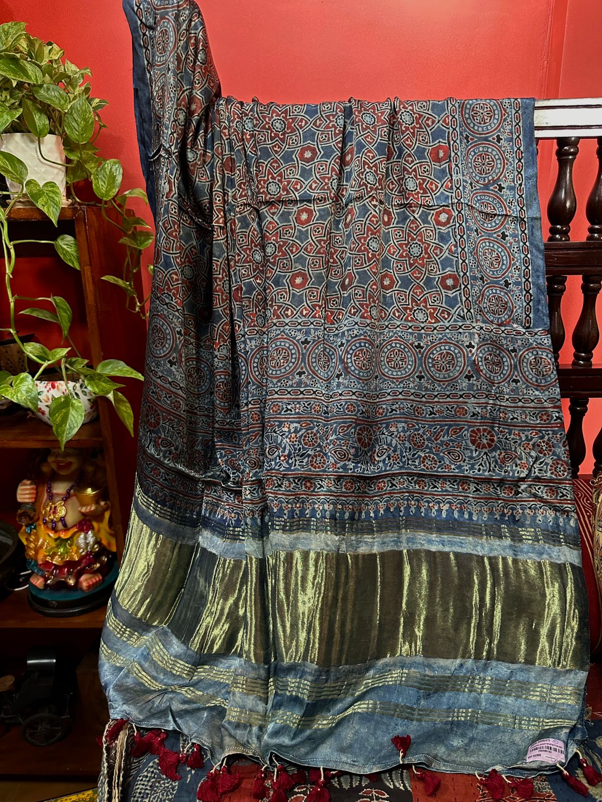 Ajrakh Handblock Printed Pure Modal Jerry Dupatta