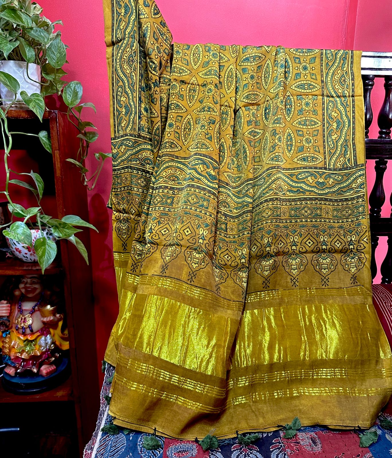Ajrakh Handblock Printed Pure Modal Jerry Dupatta