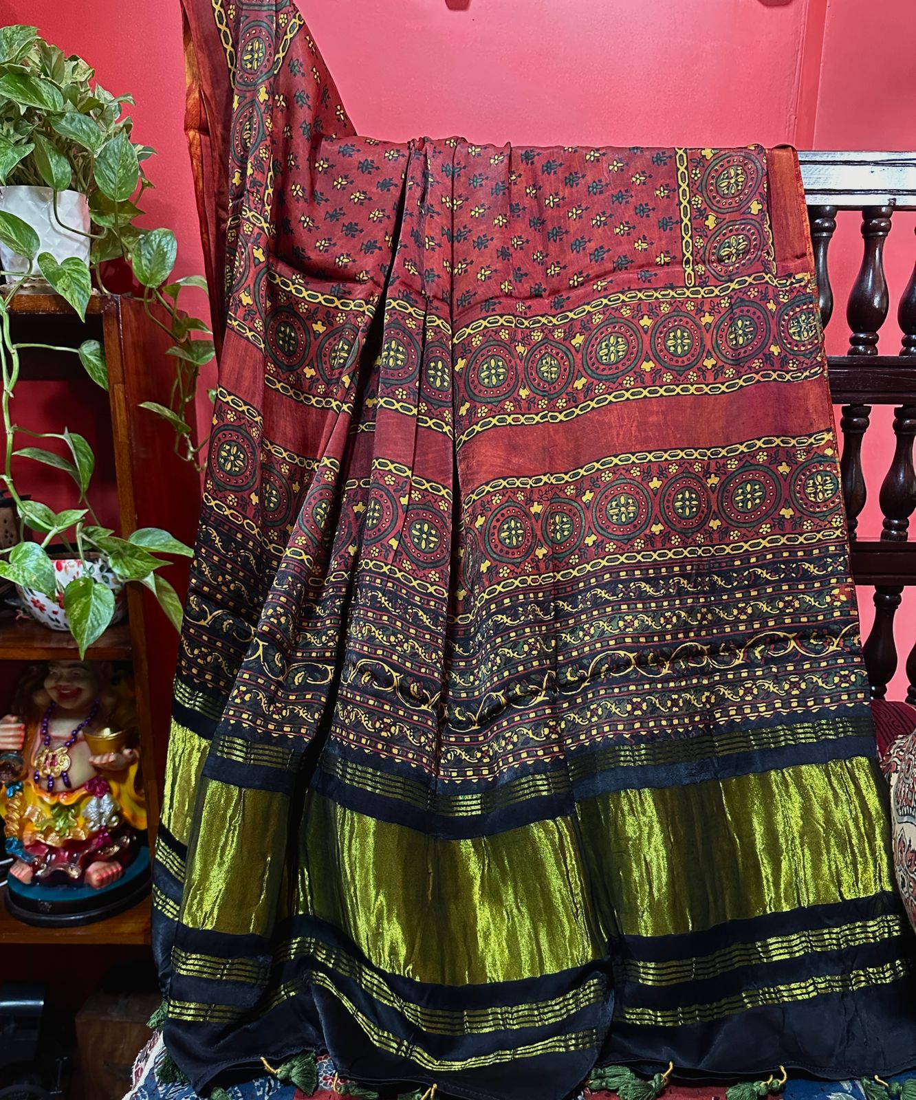 Ajrakh Handblock Printed Pure Modal Jerry Dupatta